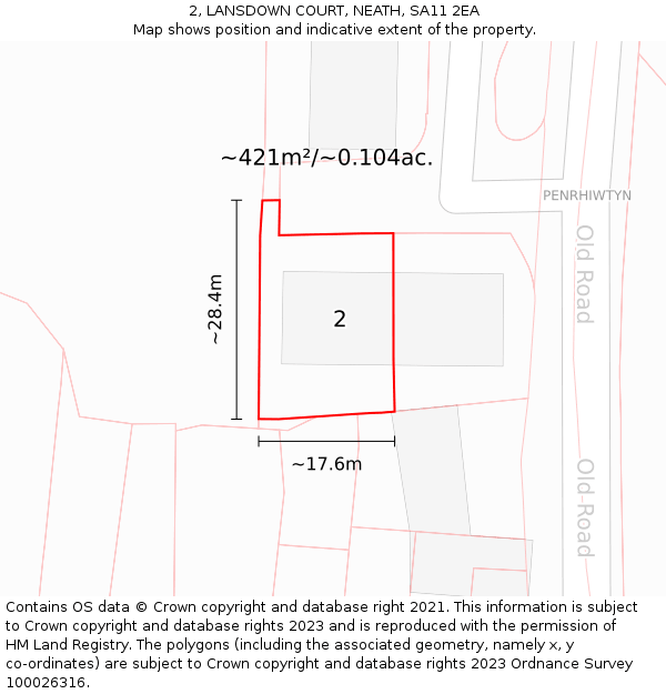 2, LANSDOWN COURT, NEATH, SA11 2EA: Plot and title map