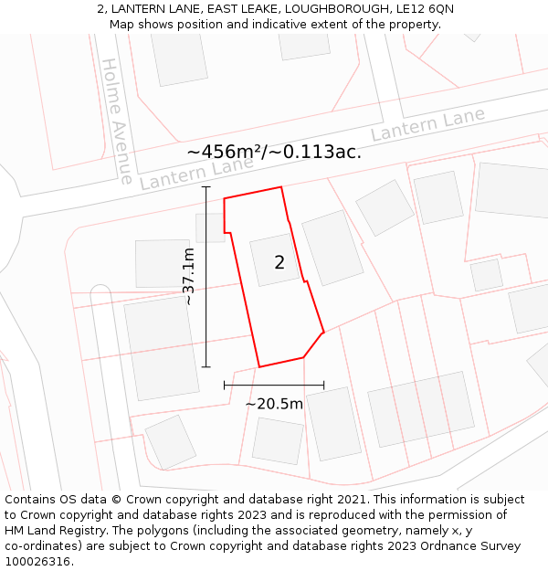 2, LANTERN LANE, EAST LEAKE, LOUGHBOROUGH, LE12 6QN: Plot and title map