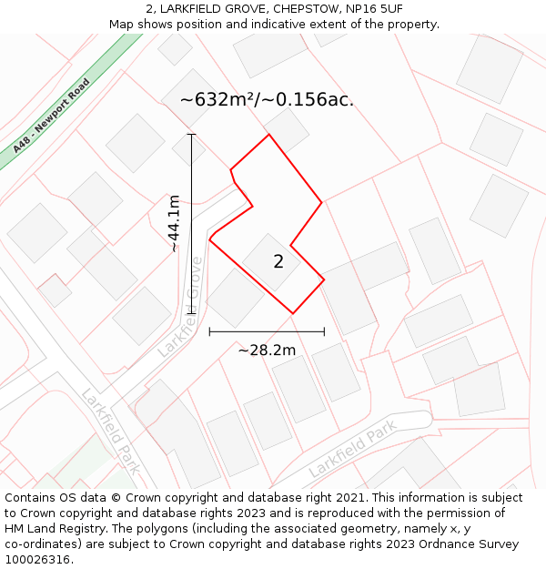 2, LARKFIELD GROVE, CHEPSTOW, NP16 5UF: Plot and title map