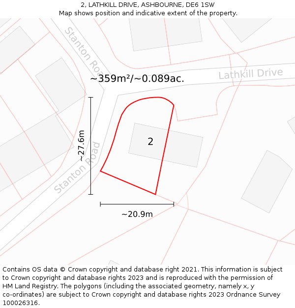 2, LATHKILL DRIVE, ASHBOURNE, DE6 1SW: Plot and title map