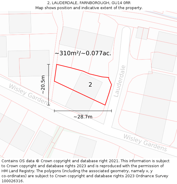 2, LAUDERDALE, FARNBOROUGH, GU14 0RR: Plot and title map