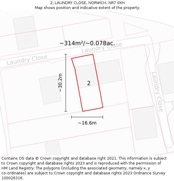 2, LAUNDRY CLOSE, NORWICH, NR7 0XH: Plot and title map