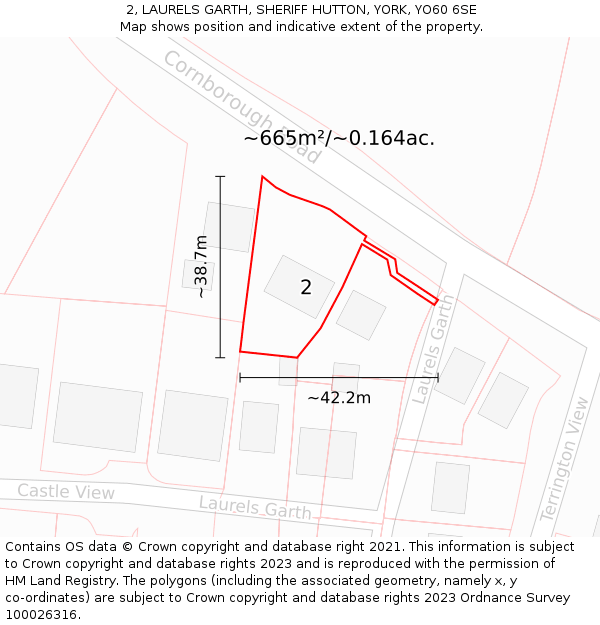 2, LAURELS GARTH, SHERIFF HUTTON, YORK, YO60 6SE: Plot and title map