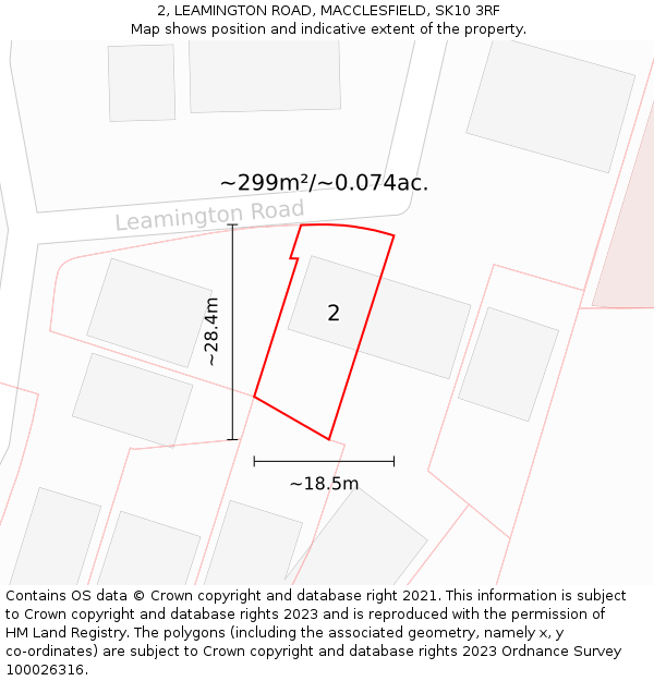 2, LEAMINGTON ROAD, MACCLESFIELD, SK10 3RF: Plot and title map