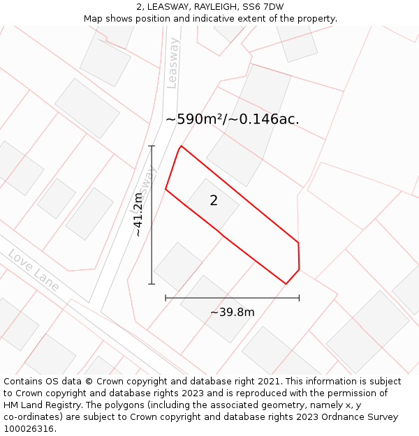 2, LEASWAY, RAYLEIGH, SS6 7DW: Plot and title map