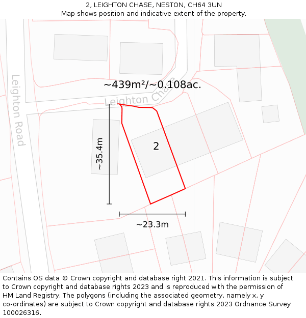 2, LEIGHTON CHASE, NESTON, CH64 3UN: Plot and title map