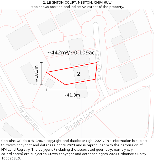 2, LEIGHTON COURT, NESTON, CH64 6UW: Plot and title map