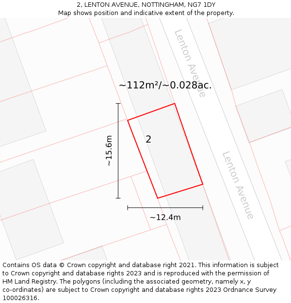 2, LENTON AVENUE, NOTTINGHAM, NG7 1DY: Plot and title map