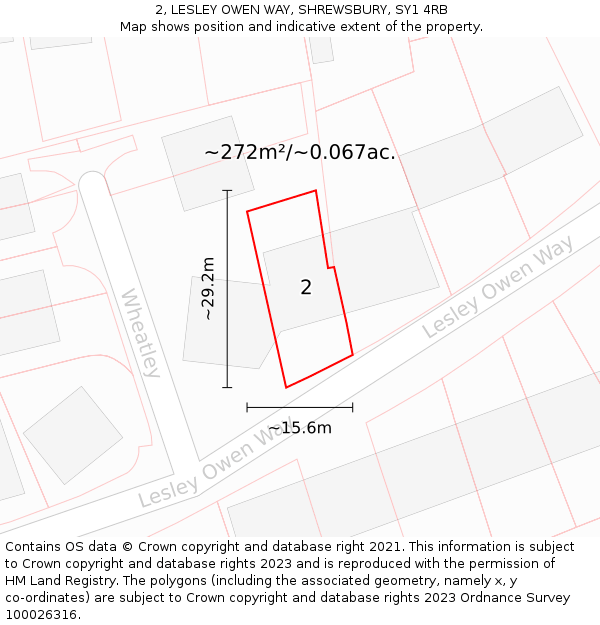 2, LESLEY OWEN WAY, SHREWSBURY, SY1 4RB: Plot and title map