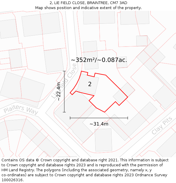 2, LIE FIELD CLOSE, BRAINTREE, CM7 3AD: Plot and title map