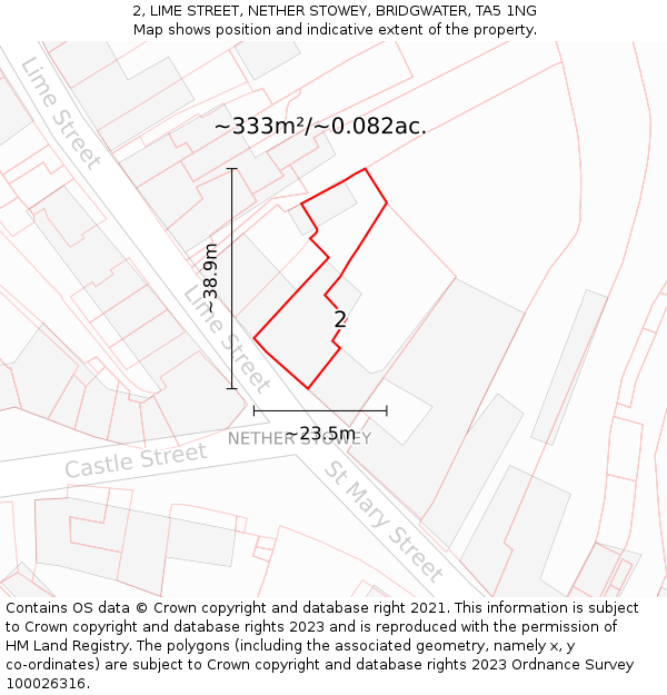 2, LIME STREET, NETHER STOWEY, BRIDGWATER, TA5 1NG: Plot and title map