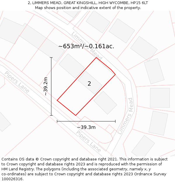 2, LIMMERS MEAD, GREAT KINGSHILL, HIGH WYCOMBE, HP15 6LT: Plot and title map