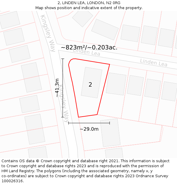 2, LINDEN LEA, LONDON, N2 0RG: Plot and title map