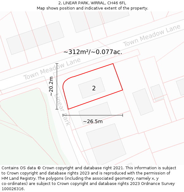 2, LINEAR PARK, WIRRAL, CH46 6FL: Plot and title map