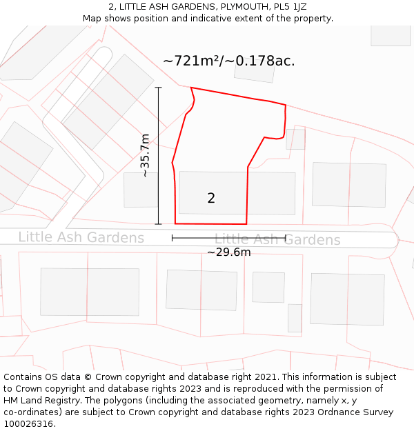 2, LITTLE ASH GARDENS, PLYMOUTH, PL5 1JZ: Plot and title map