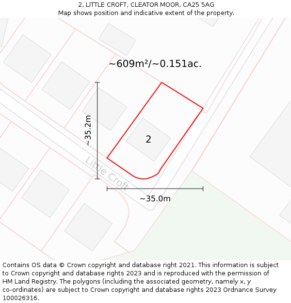 2, LITTLE CROFT, CLEATOR MOOR, CA25 5AG: Plot and title map