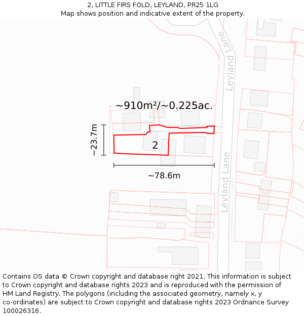 2, LITTLE FIRS FOLD, LEYLAND, PR25 1LG: Plot and title map