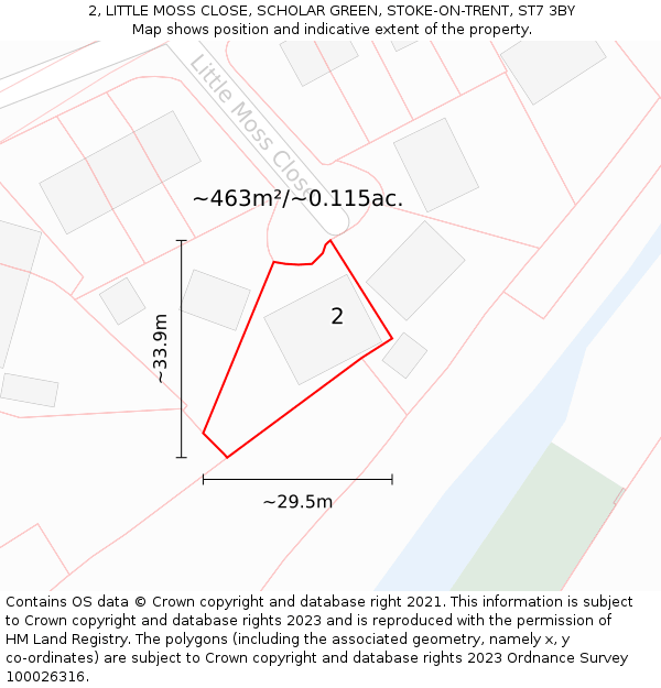 2, LITTLE MOSS CLOSE, SCHOLAR GREEN, STOKE-ON-TRENT, ST7 3BY: Plot and title map