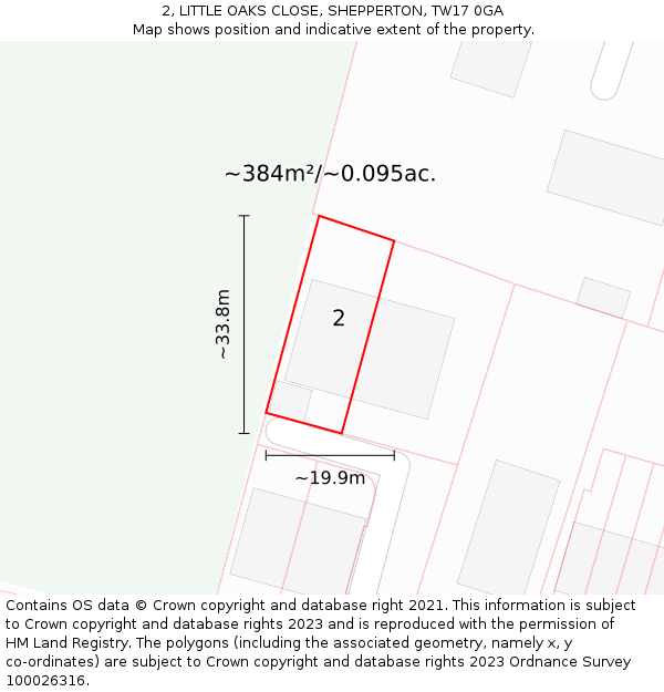 2, LITTLE OAKS CLOSE, SHEPPERTON, TW17 0GA: Plot and title map