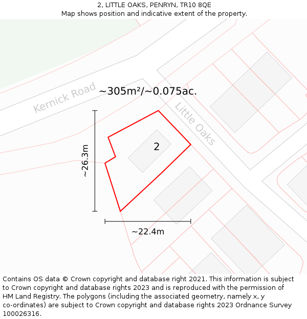 2, LITTLE OAKS, PENRYN, TR10 8QE: Plot and title map