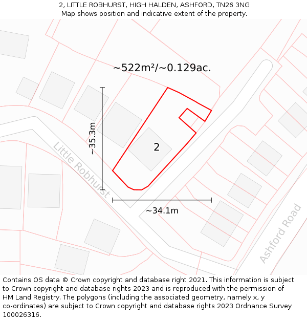 2, LITTLE ROBHURST, HIGH HALDEN, ASHFORD, TN26 3NG: Plot and title map