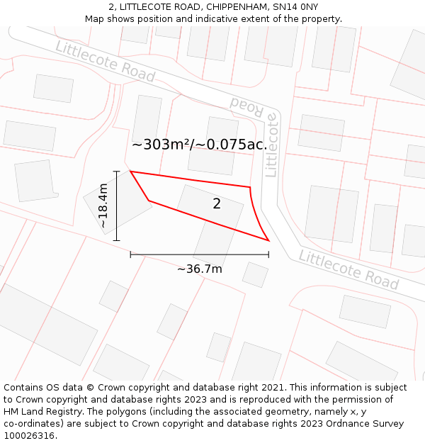 2, LITTLECOTE ROAD, CHIPPENHAM, SN14 0NY: Plot and title map