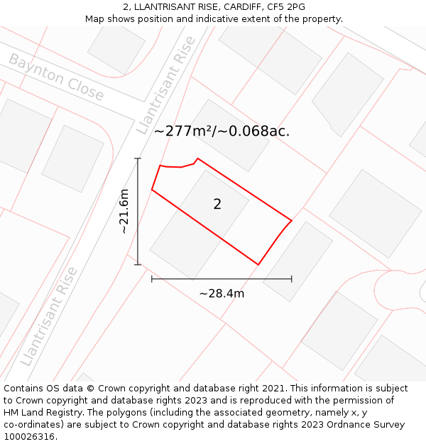 2, LLANTRISANT RISE, CARDIFF, CF5 2PG: Plot and title map