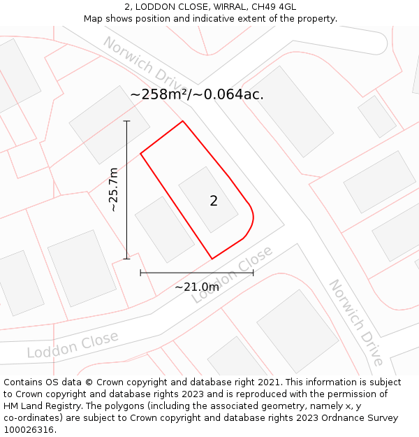 2, LODDON CLOSE, WIRRAL, CH49 4GL: Plot and title map