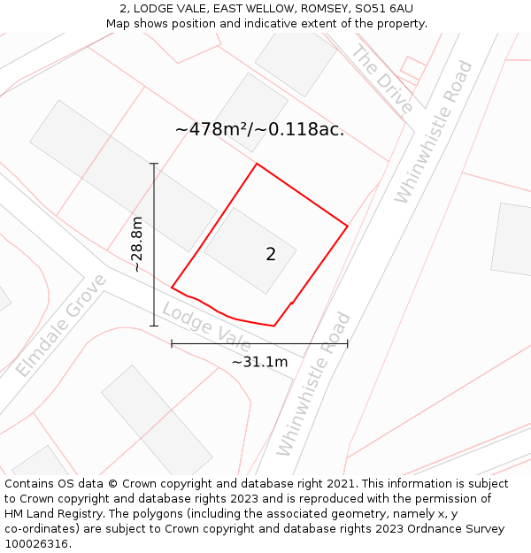 2, LODGE VALE, EAST WELLOW, ROMSEY, SO51 6AU: Plot and title map