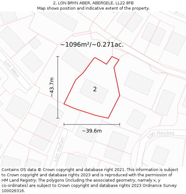 2, LON BRYN ABER, ABERGELE, LL22 8FB: Plot and title map