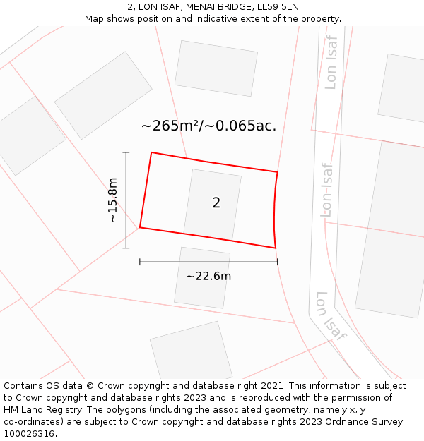 2, LON ISAF, MENAI BRIDGE, LL59 5LN: Plot and title map