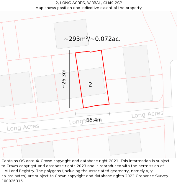 2, LONG ACRES, WIRRAL, CH49 2SP: Plot and title map