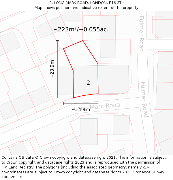 2, LONG MARK ROAD, LONDON, E16 3TH: Plot and title map