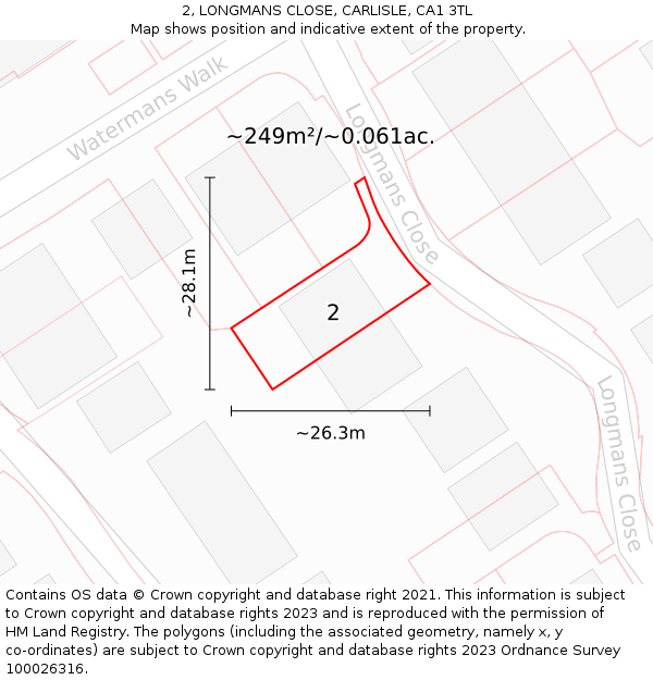 2, LONGMANS CLOSE, CARLISLE, CA1 3TL: Plot and title map