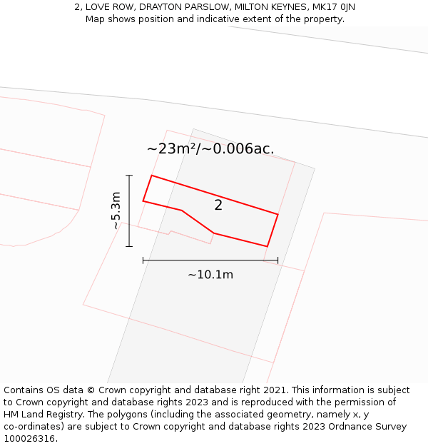 2, LOVE ROW, DRAYTON PARSLOW, MILTON KEYNES, MK17 0JN: Plot and title map