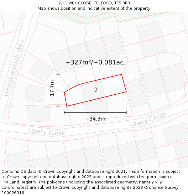 2, LOWRY CLOSE, TELFORD, TF5 0PR: Plot and title map