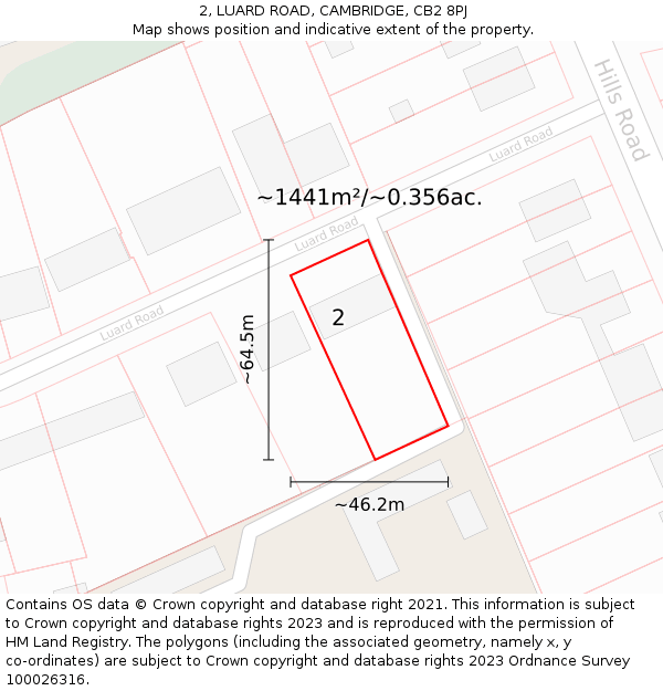 2, LUARD ROAD, CAMBRIDGE, CB2 8PJ: Plot and title map