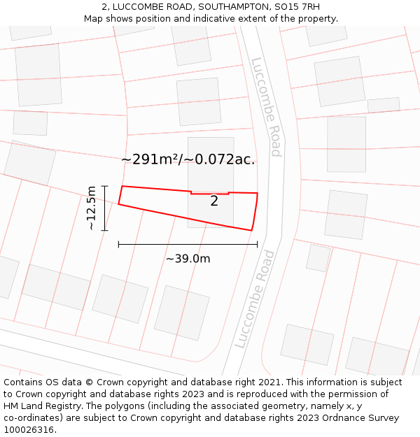 2, LUCCOMBE ROAD, SOUTHAMPTON, SO15 7RH: Plot and title map