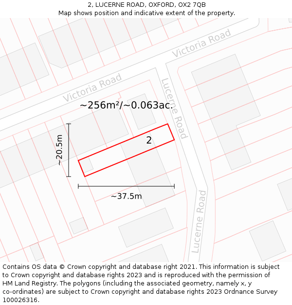 2, LUCERNE ROAD, OXFORD, OX2 7QB: Plot and title map