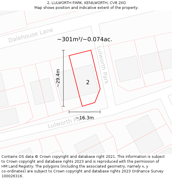 2, LULWORTH PARK, KENILWORTH, CV8 2XG: Plot and title map