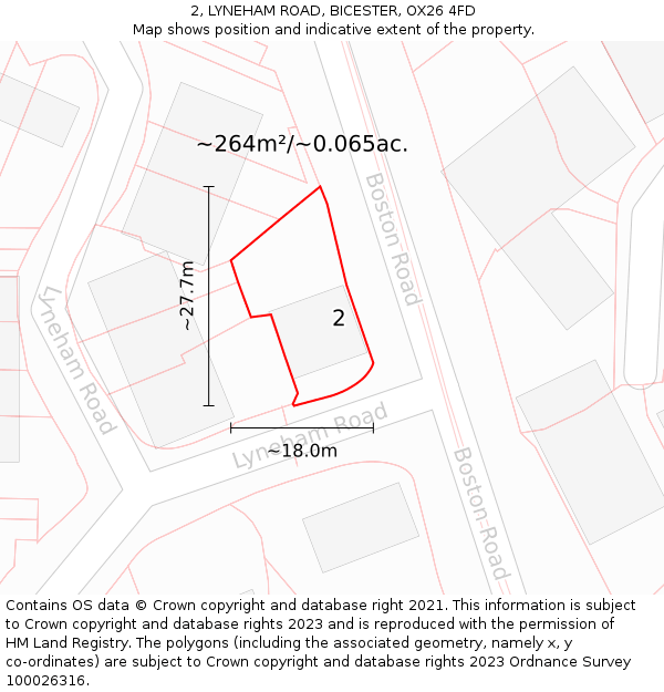 2, LYNEHAM ROAD, BICESTER, OX26 4FD: Plot and title map