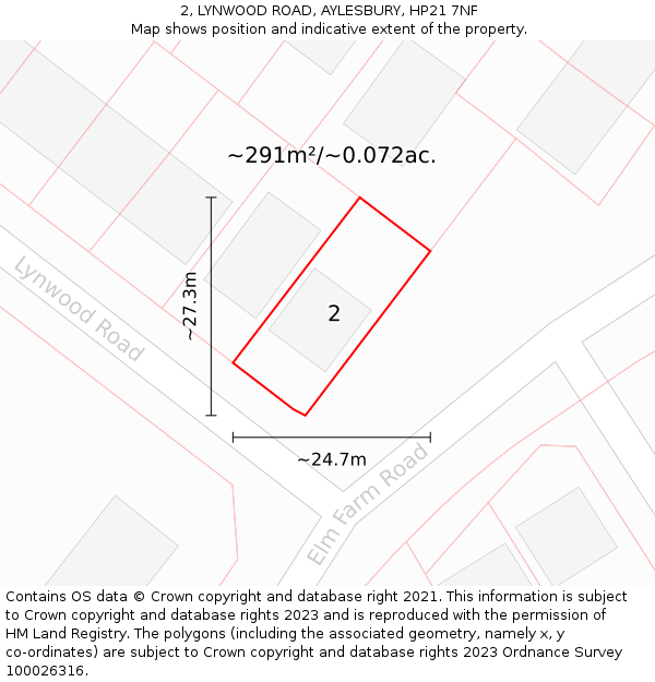 2, LYNWOOD ROAD, AYLESBURY, HP21 7NF: Plot and title map