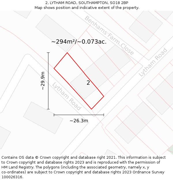 2, LYTHAM ROAD, SOUTHAMPTON, SO18 2BP: Plot and title map