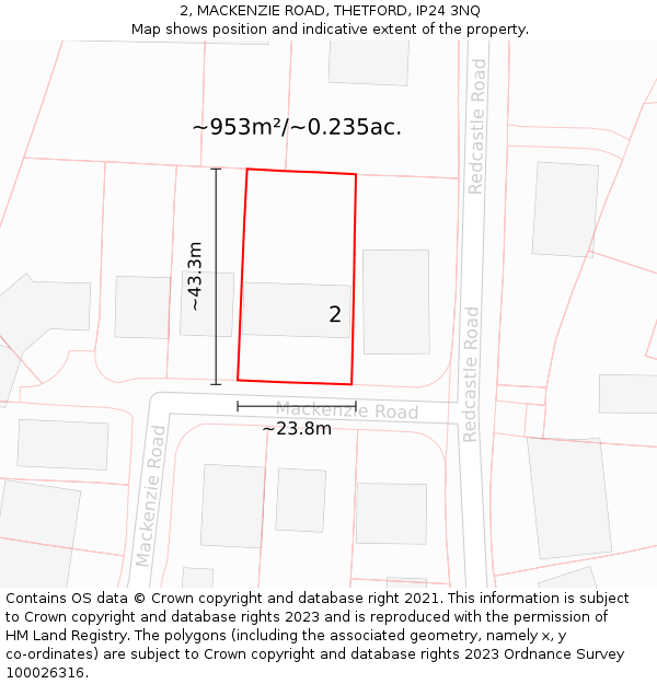 2, MACKENZIE ROAD, THETFORD, IP24 3NQ: Plot and title map