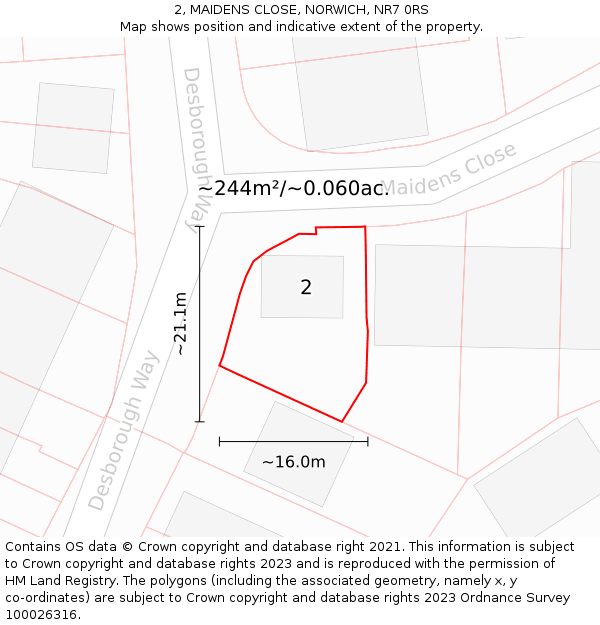 2, MAIDENS CLOSE, NORWICH, NR7 0RS: Plot and title map