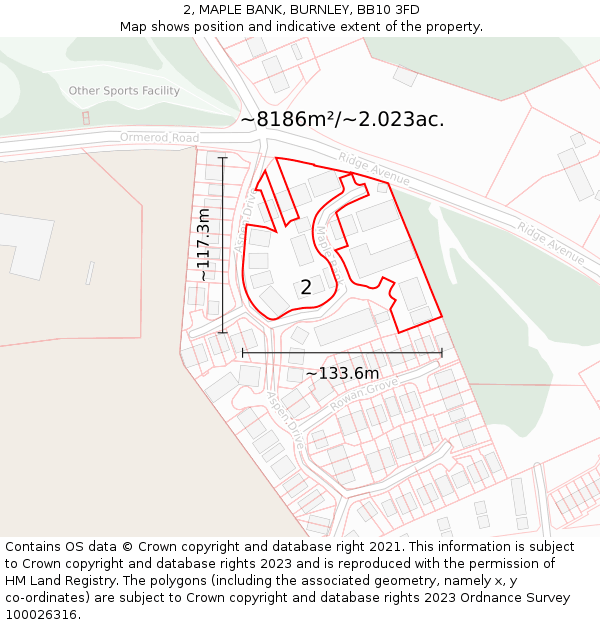 2, MAPLE BANK, BURNLEY, BB10 3FD: Plot and title map