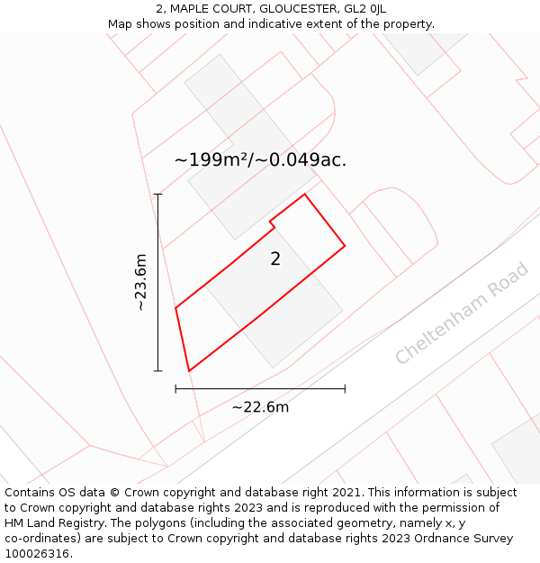 2, MAPLE COURT, GLOUCESTER, GL2 0JL: Plot and title map
