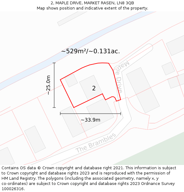 2, MAPLE DRIVE, MARKET RASEN, LN8 3QB: Plot and title map