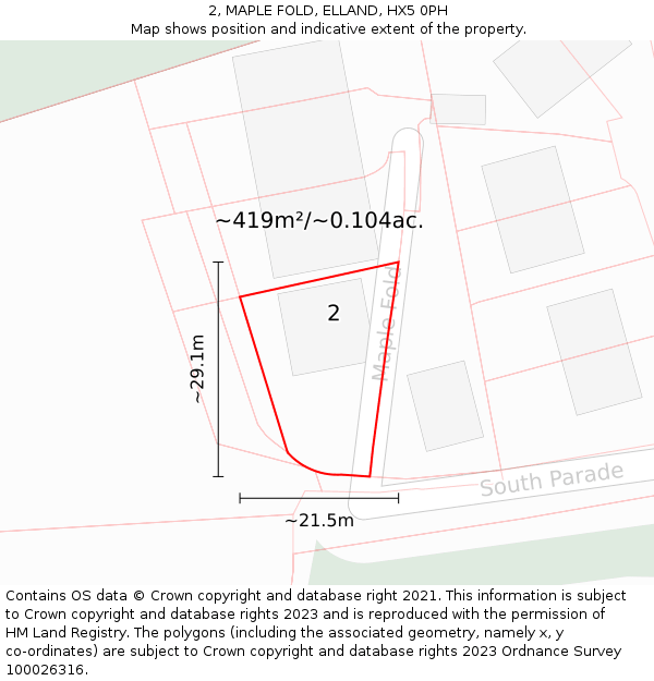 2, MAPLE FOLD, ELLAND, HX5 0PH: Plot and title map