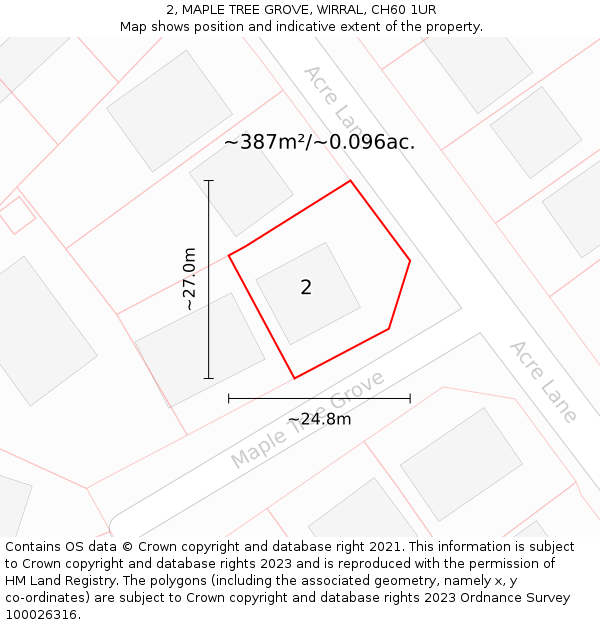 2, MAPLE TREE GROVE, WIRRAL, CH60 1UR: Plot and title map